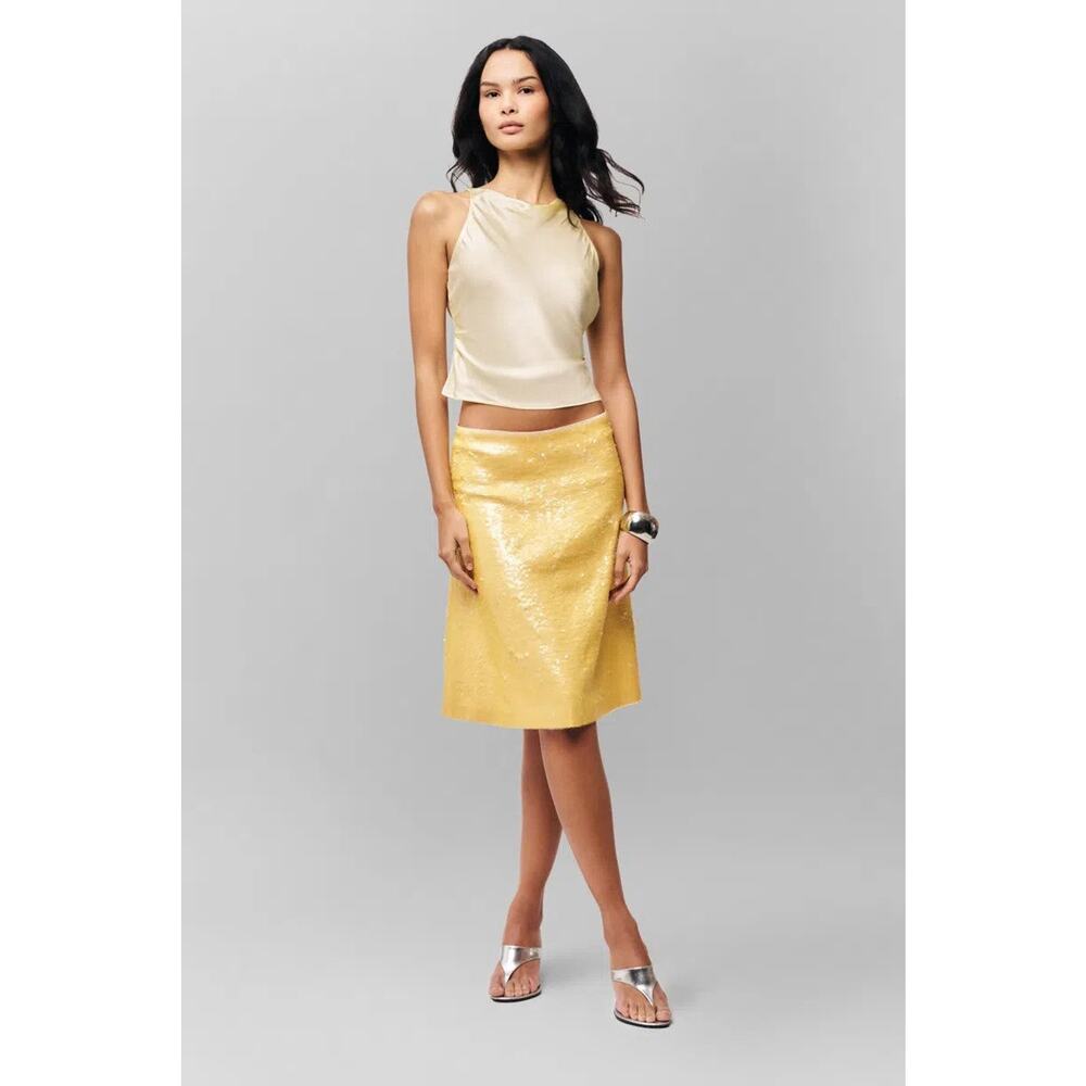Guizio Isabelle Sequin Midi Skirt Honey Butter - S